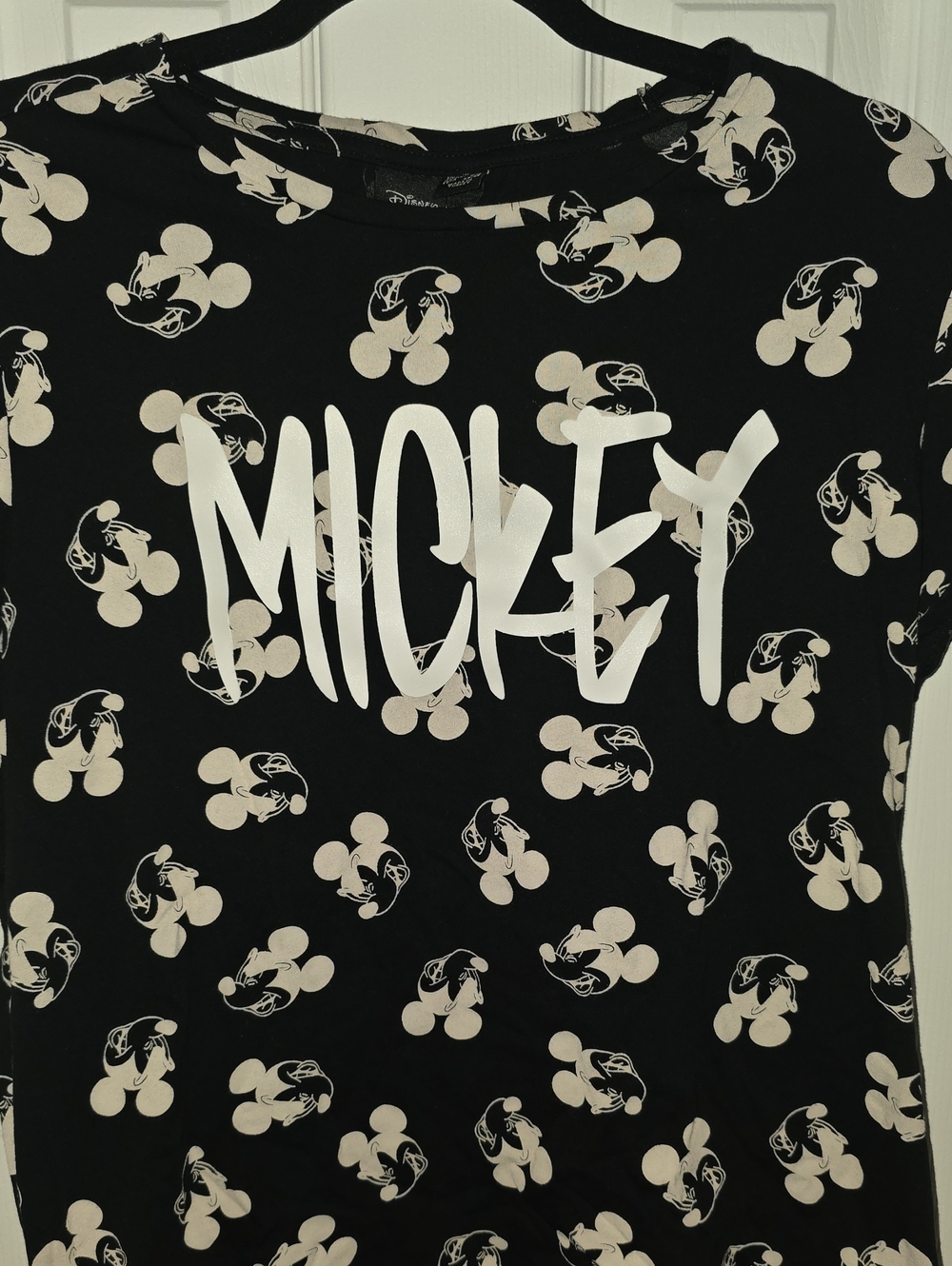 Primark Disney Black Tee with White Mickey Script